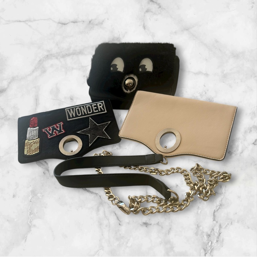 Zara women convertible chain crossbody bag w interchangeable flaps